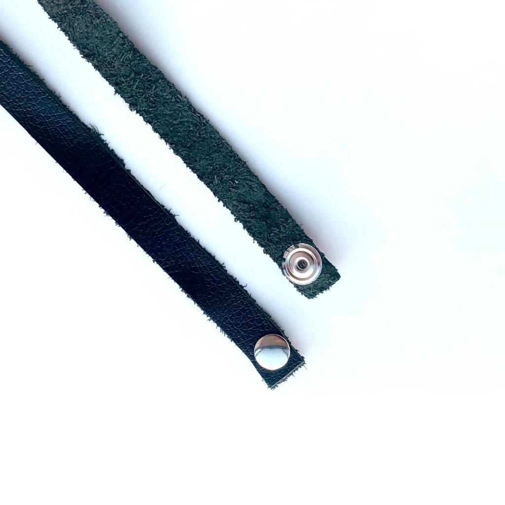 Pulseira Couro Natural Voltas Preta