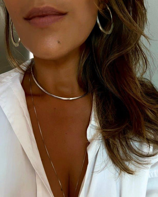 Choker Chapa Fina Prata