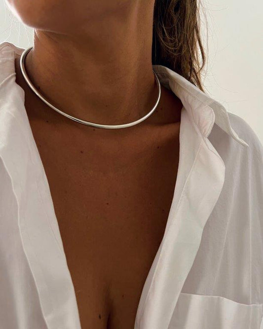 Choker Tubo Prata