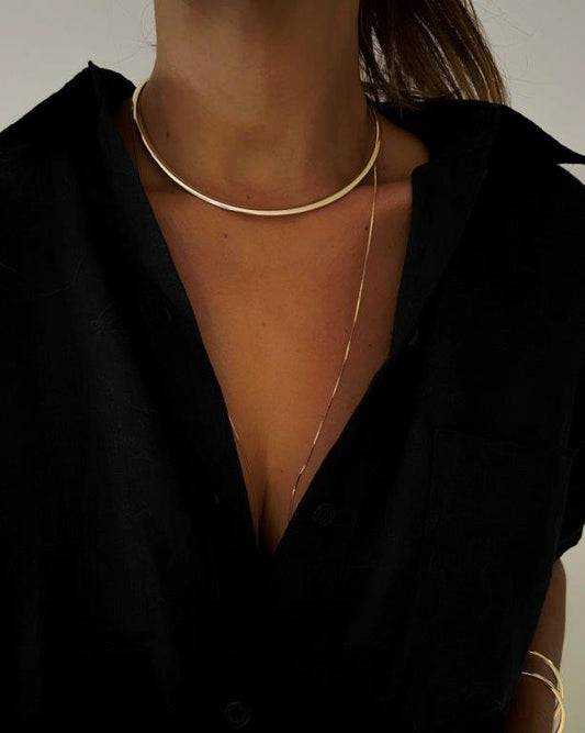 Choker Chapa Fina Ouro