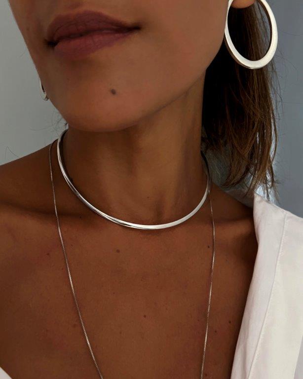 Choker Chapa Fina Prata