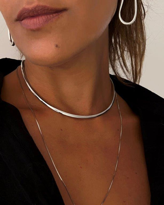 Choker Chapa Fina Prata