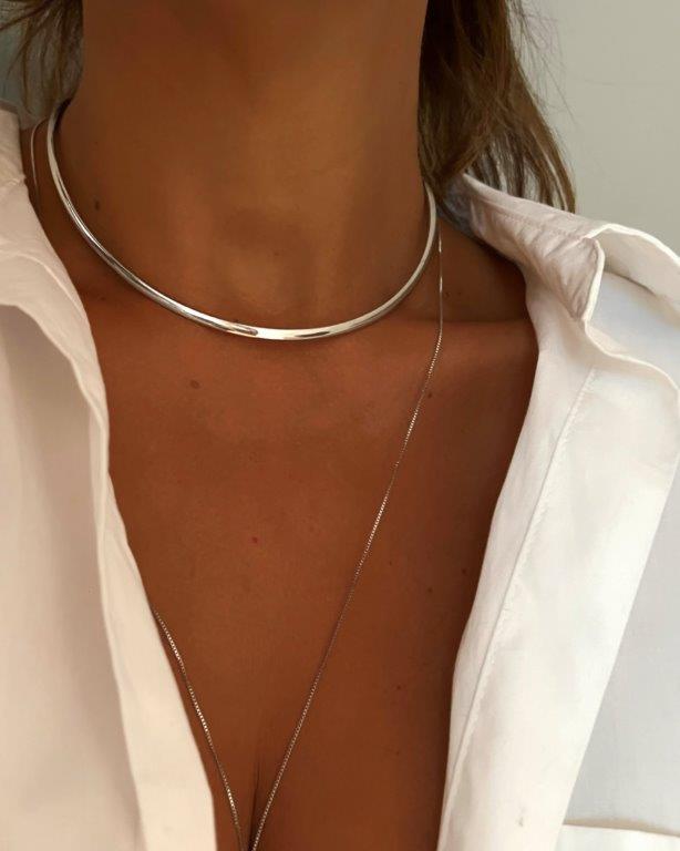 Choker Chapa Fina Prata