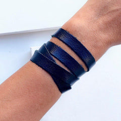 Pulseira Couro Natural Voltas Preta