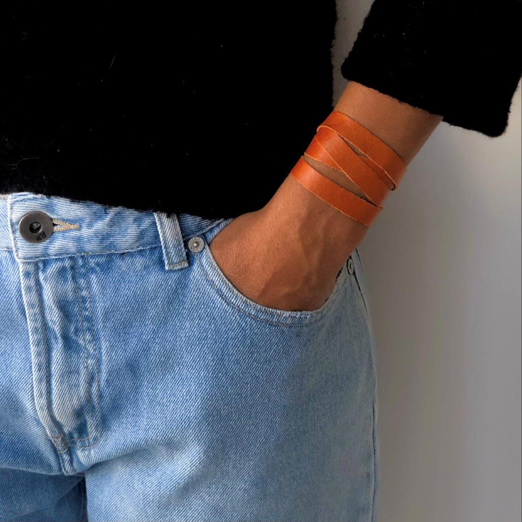 Pulseira Couro Natural Voltas Havana