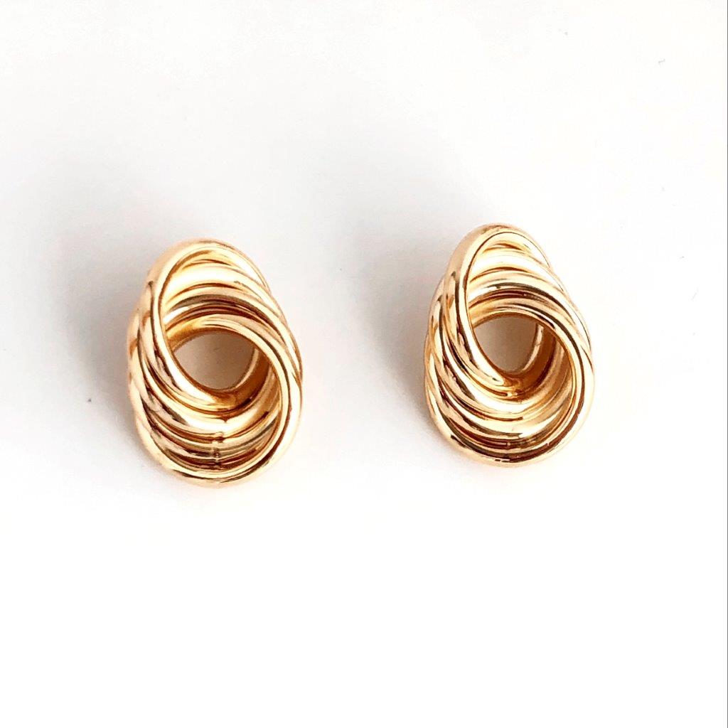 Brinco Tubos Circulares Folheado Ouro